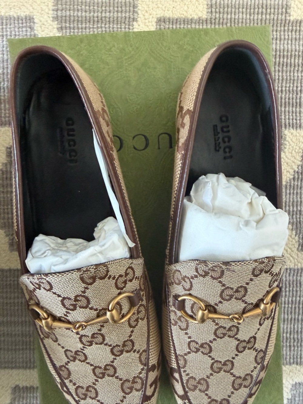Gucci Jordaan GG Canvas Horsebit Loafers - Picture 6 of 8